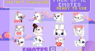 Gatinhos fofos emotes (twitch) (Pack de 12)