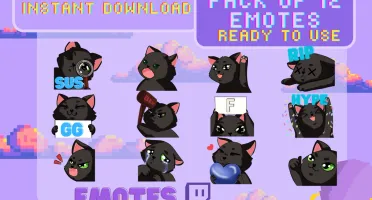 Gatinhos fofos emotes (twitch) (Pack de 12)