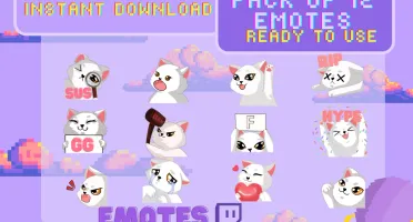 Gatinhos fofos emotes (twitch) (Pack de 12)