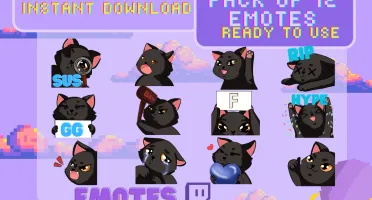 Gatinhos fofos emotes (twitch) (Pack de 12)