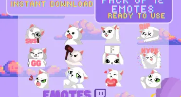Gatinhos fofos emotes (twitch) (Pack de 12)