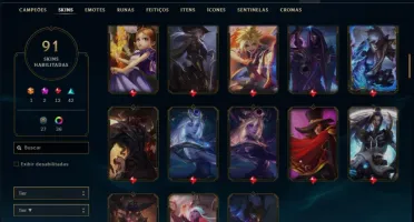 Conta ouro 3 de 85 champs e 91 skins com Sett Prestigio