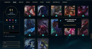 Conta ouro 3 de 85 champs e 91 skins com Sett Prestigio