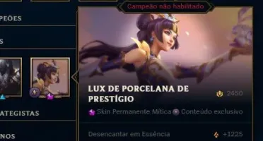 Conta diamante 1 63% winrate, Prestígio da lux