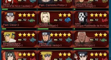 Conta Naruto Online s35, 450k, 60k cupons e 4k lingotes