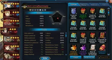 Conta Naruto Online s35, 450k, 60k cupons e 4k lingotes
