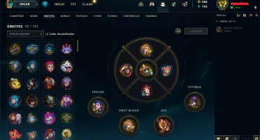 CONTA LEAGUE OF LEGENDS (138 SKINS , FALTANDO 8 CAMPEOES)