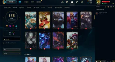 CONTA LEAGUE OF LEGENDS (138 SKINS , FALTANDO 8 CAMPEOES)