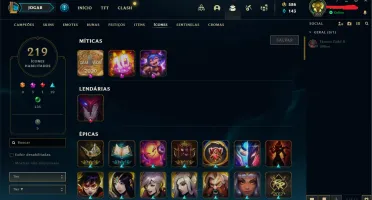 CONTA LEAGUE OF LEGENDS (138 SKINS , FALTANDO 8 CAMPEOES)