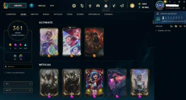 Conta Lol Platina 4, 361 Skins, All Champs