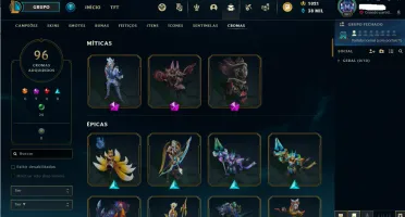 Conta Lol Platina 4, 361 Skins, All Champs