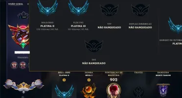 Platina 2 com TODOS os Champs e 264 Skins ( JG / ADC / SUP )