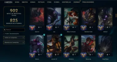 Platina 2 com TODOS os Champs e 264 Skins ( JG / ADC / SUP )