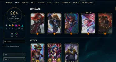 Platina 2 com TODOS os Champs e 264 Skins ( JG / ADC / SUP )
