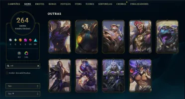 Platina 2 com TODOS os Champs e 264 Skins ( JG / ADC / SUP )