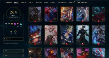 Platina 2 com TODOS os Champs e 264 Skins ( JG / ADC / SUP )
