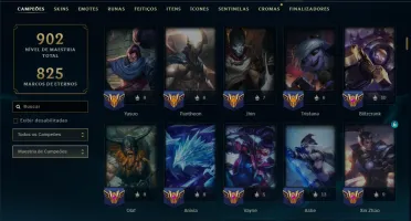Platina 2 com TODOS os Champs e 264 Skins ( JG / ADC / SUP )
