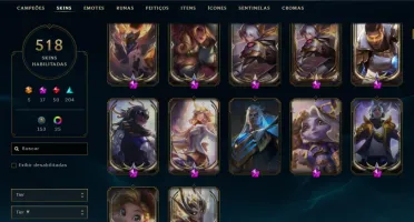 Vendo conta League Of Legends com 518 Skin, e 15 Skin Ed. Pr