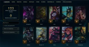Mestre com 55 Champs e 12 Skins ( 15 PDL )