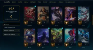 Mestre com 55 Champs e 12 Skins ( 15 PDL )