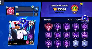 CONTA BRAWL STARS - 25000+ Trofeus - 46/106 Brawlers