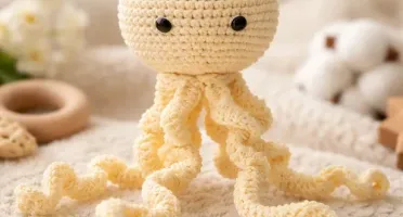Polvo Newborn Amarelo Amigurumi