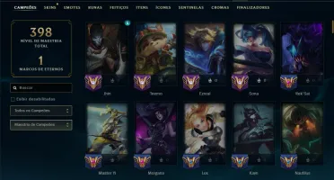 Unranked com 140 Champs e 202 Skins +1 Prestigio