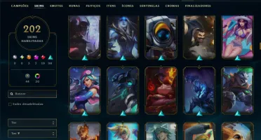 Unranked com 140 Champs e 202 Skins +1 Prestigio