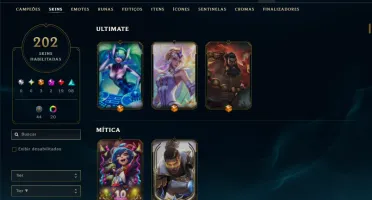 Unranked com 140 Champs e 202 Skins +1 Prestigio