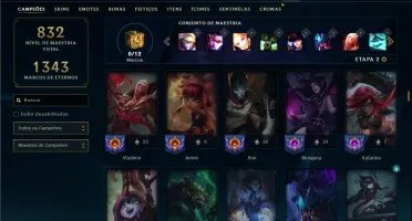 Prata 2 com TODOS os champs e 255 Skins + 5 Miticas