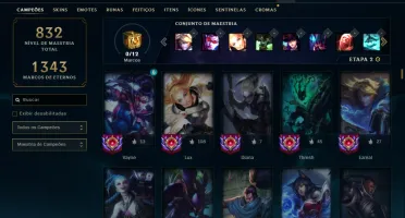 Prata 2 com TODOS os champs e 255 Skins + 5 Miticas