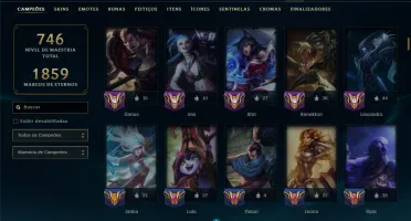 Prata 2 com TODOS os Champs e 297 Skins ( ADC / JG / MID )