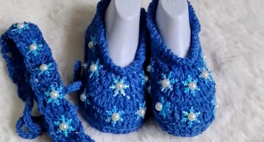 Kit Sapatinho e Faixa Azul com Estrelas