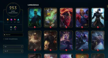 Conta Level 688, com 253 skins, todos os campeões e 25K EA