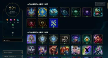 Conta Level 688, com 253 skins, todos os campeões e 25K EA
