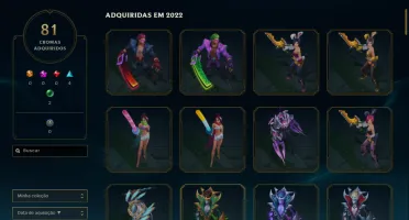 Conta Level 688, com 253 skins, todos os campeões e 25K EA