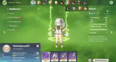 Conta Genshin Impact AR 5 com Nahida e Jean