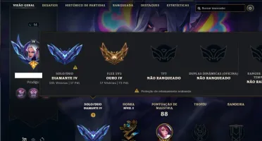 Conta Diamante 4 com 40 Champs e 8 Skins + 4 Fragmentos
