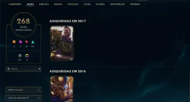 CONTA LOL 268 SKINS, TODOS OS CAMPEOES, PLATINA 3 NIVEL 268