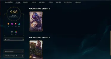 CONTA LOL 268 SKINS, TODOS OS CAMPEOES, PLATINA 3 NIVEL 268
