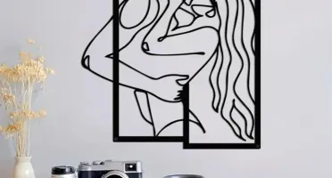 Quadro Vazado Casal Minimalista em MDF 40 x 35 cm