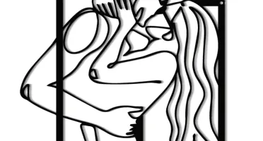 Quadro Vazado Casal Minimalista em MDF 40 x 35 cm