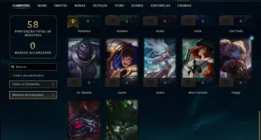 Conta platina 1 e platina 4 com 4 skins e 32 champs MAIN SUP