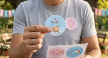 Kit 96 Etiquetas Chá Revelação 4,5 cm