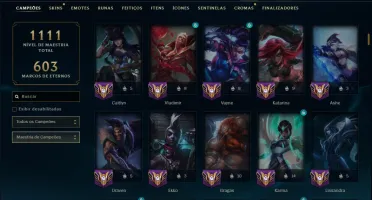 Unranked com TODOS os Champs e 287 Skins ( MID / ADC / JG )