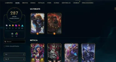 Unranked com TODOS os Champs e 287 Skins ( MID / ADC / JG )