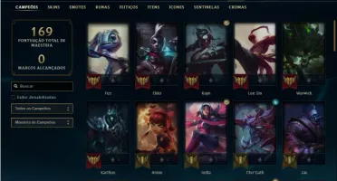 Conta ouro 1 com 63 Champs e 24 Skins