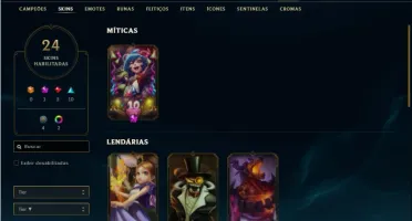 Conta ouro 1 com 63 Champs e 24 Skins
