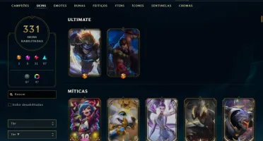 🔥 CONTA LOL – 328 SKINS, NÍVEL 309, TODOS OS CAMPEÕES 🔥