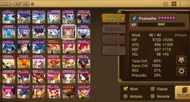 Conta de Sumoners War, faz tudo no jogo 97 6* server global